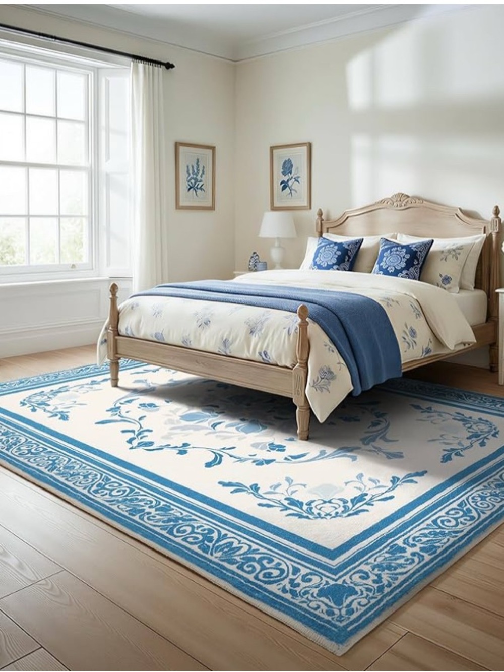 Blue Floral Area Rug - Picture 7 of 8